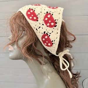 NWT Mushroom Crochet Bandana Headband Hippie Triangle Head Hair Scarf Normcore